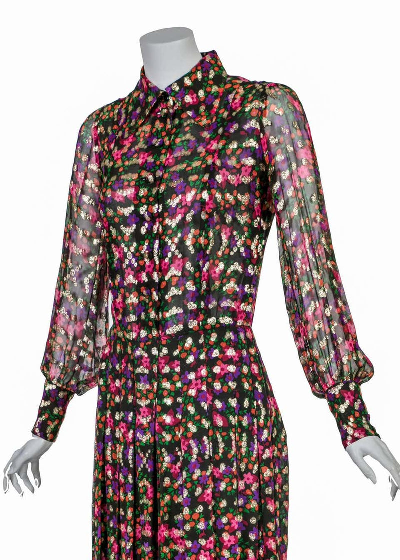 1970s Chanel Haute Couture Vintage Silk Chiffon Dress no 4550