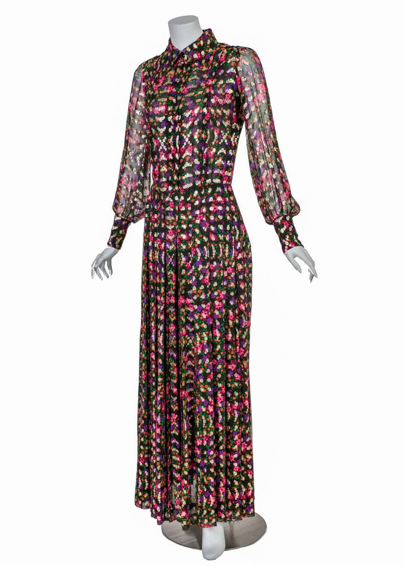 1970s Chanel Haute Couture Vintage Silk Chiffon Dress no 4550
