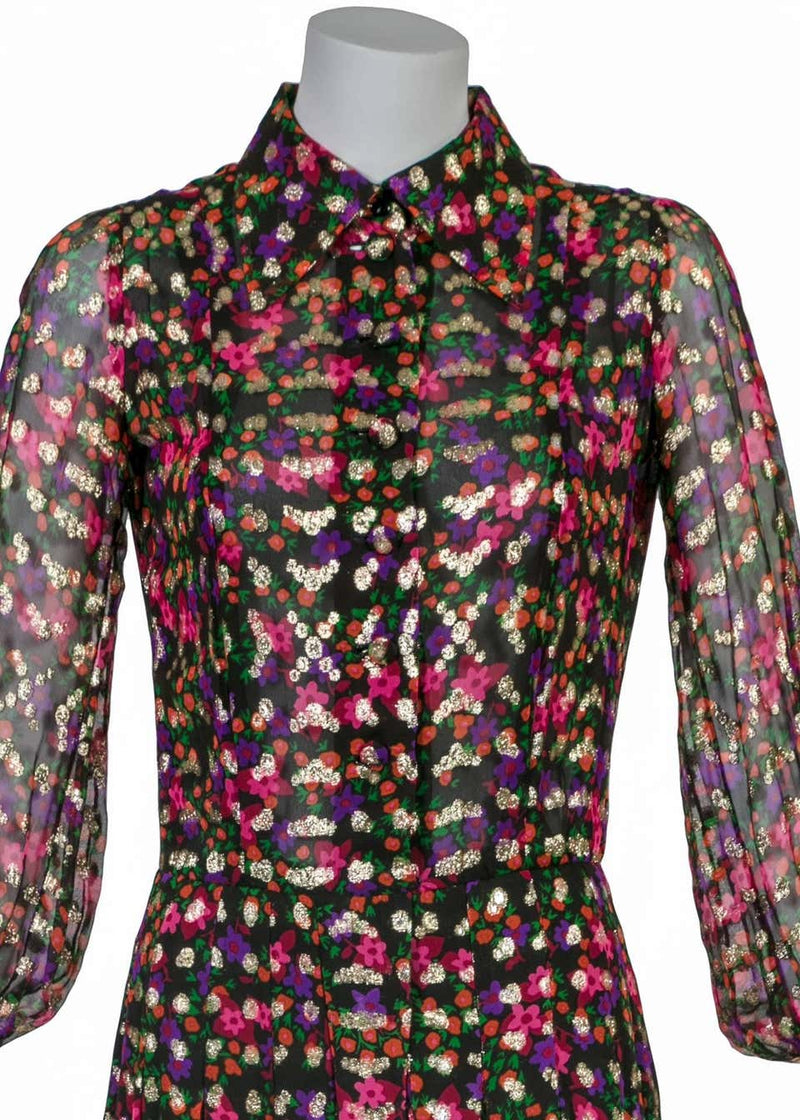 1970s Chanel Haute Couture Vintage Silk Chiffon Dress no 4550