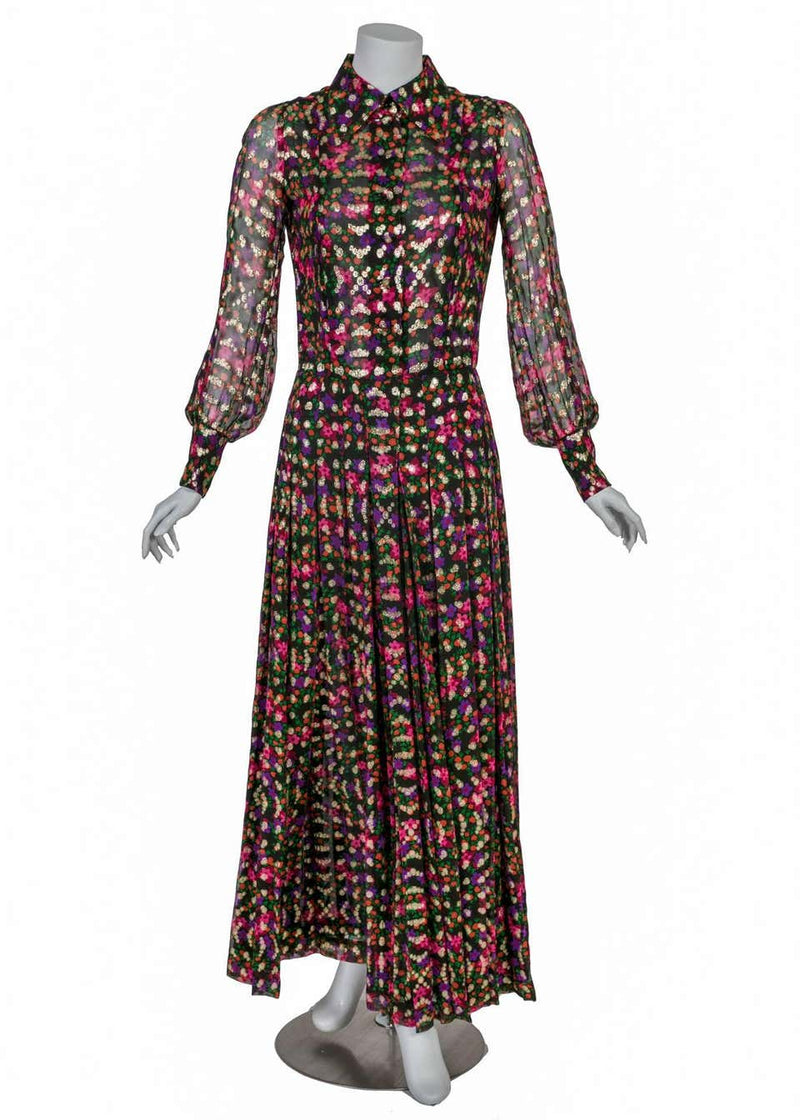 1970s Chanel Haute Couture Vintage Silk Chiffon Dress no 4550