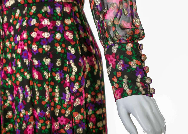 1970s Chanel Haute Couture Vintage Silk Chiffon Dress no 4550
