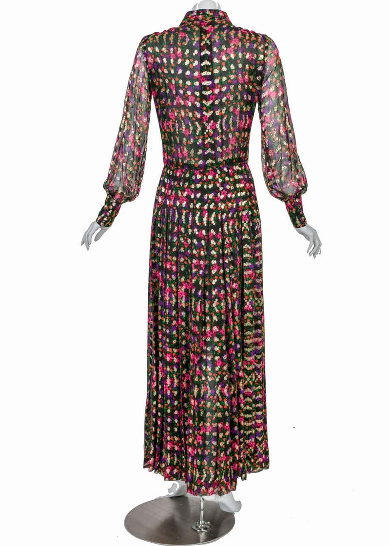 1970s Chanel Haute Couture Vintage Silk Chiffon Dress no 4550