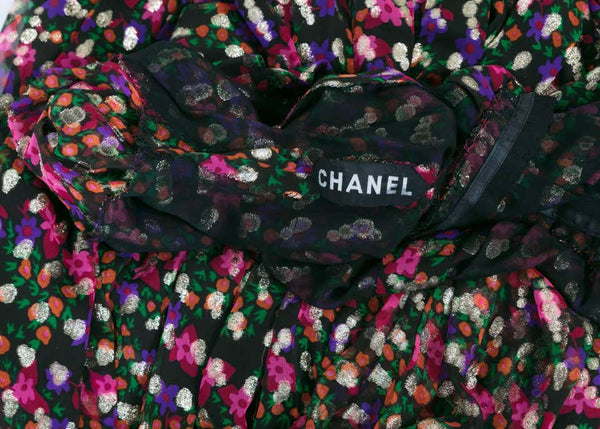 1970s Chanel Haute Couture Vintage Silk Chiffon Dress no 4550