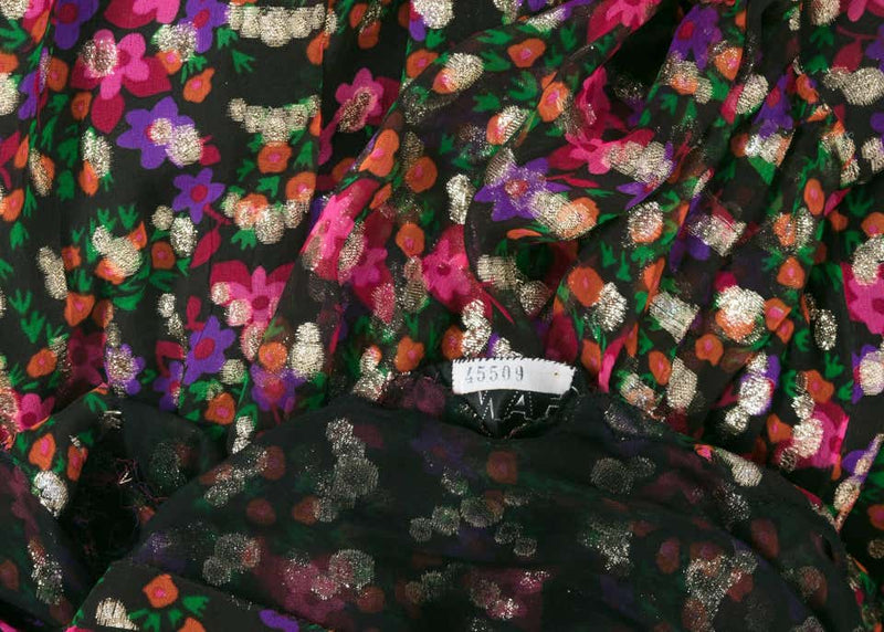 1970s Chanel Haute Couture Vintage Silk Chiffon Dress no 4550