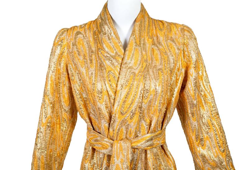Oscar de la Renta attributed Gold Apricot Metallic Brocade Evening Coat, 1960s