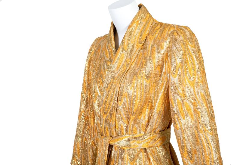 Oscar de la Renta attributed Gold Apricot Metallic Brocade Evening Coat, 1960s