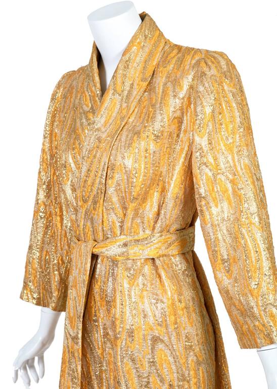Oscar de la Renta attributed Gold Apricot Metallic Brocade Evening Coat, 1960s