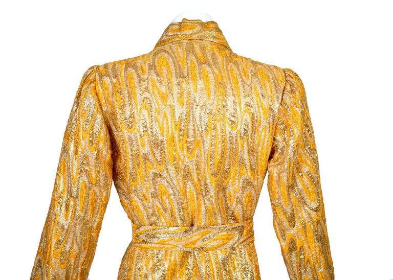 Oscar de la Renta attributed Gold Apricot Metallic Brocade Evening Coat, 1960s