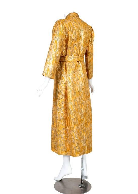 Oscar de la Renta attributed Gold Apricot Metallic Brocade Evening Coat, 1960s