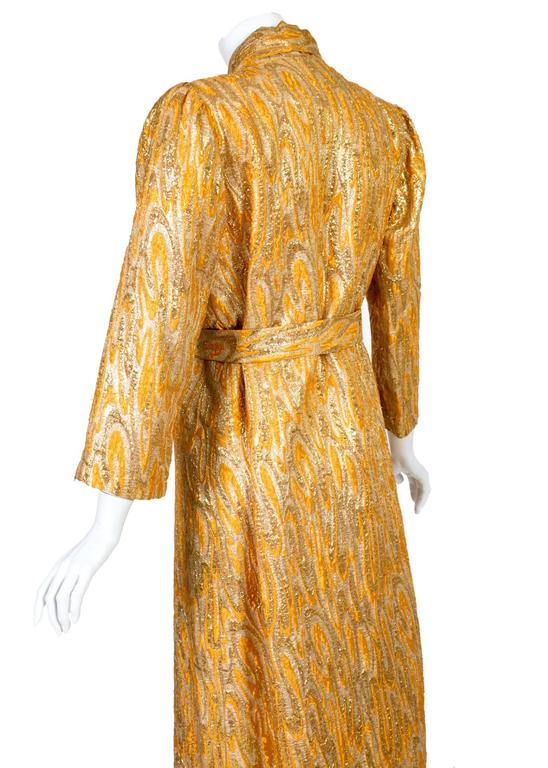 Oscar de la Renta attributed Gold Apricot Metallic Brocade Evening Coat, 1960s
