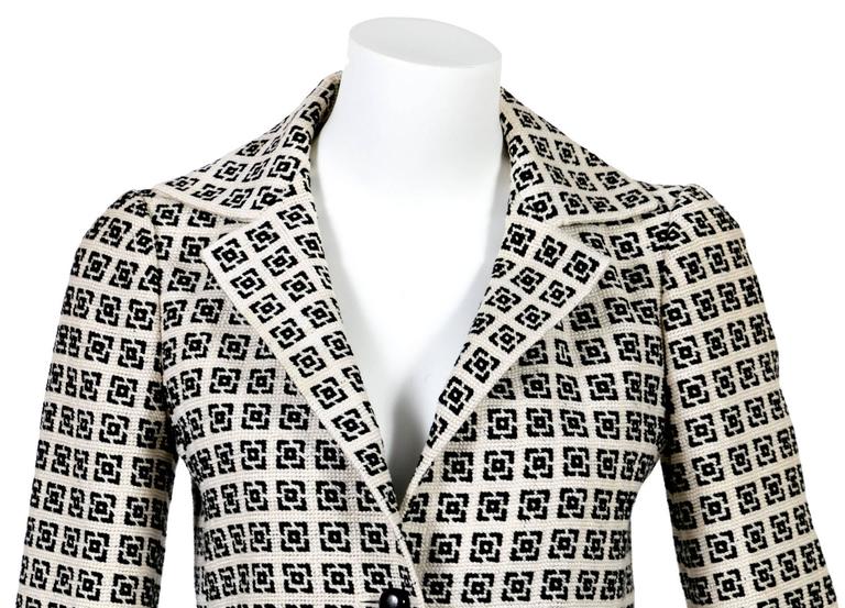 1960s Tiziani Couture by Karl Lagerfeld Black and Ivory Needlepoint Mod Jacket