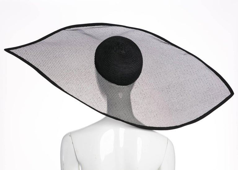 Vintage Giorgio Armani Black Sculptural Wide Brim Eye Hat