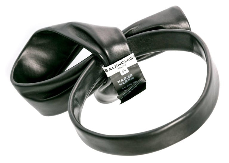 2014 S/S  Balenciaga Black Leather Knot Headband
