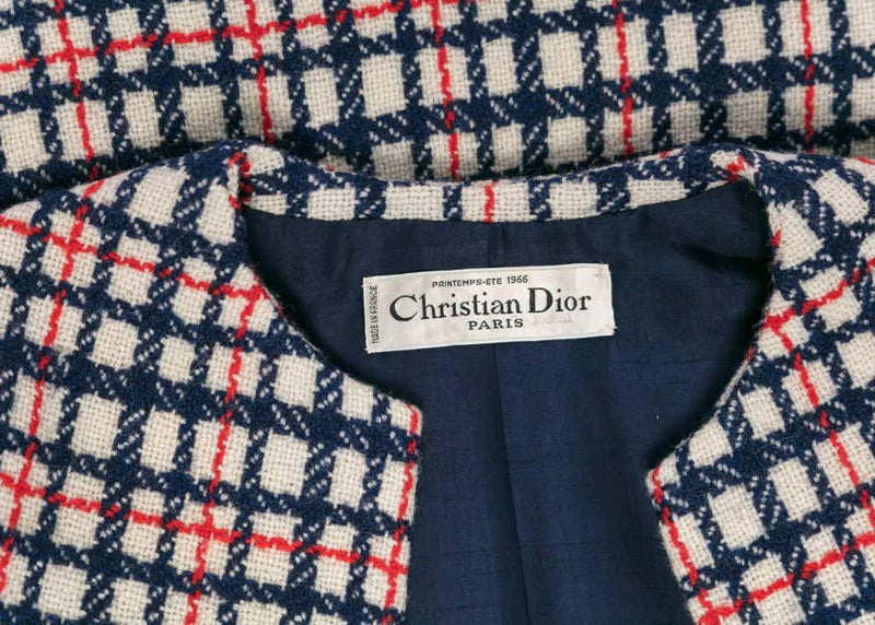 1960s Documented Marc Bohan for Christian Dior Numbered Couture Check Skirt Suit