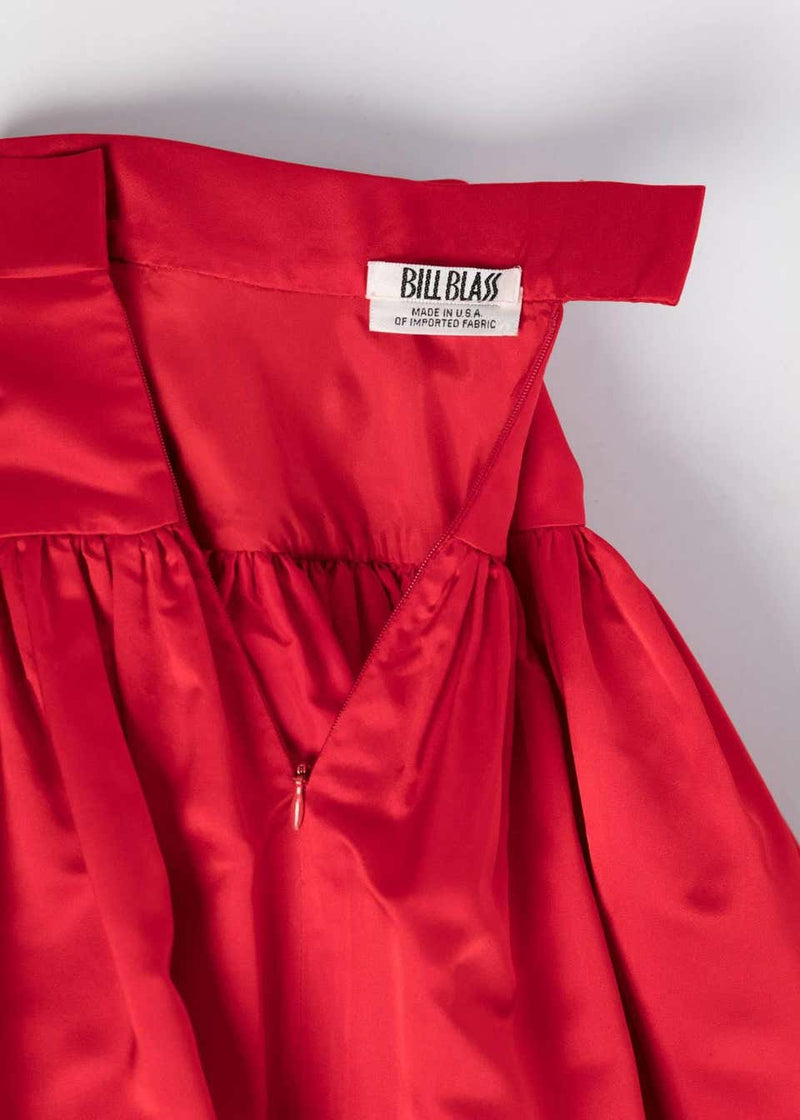 Vintage Bill Blass Crimson Red Satin Ball Gown Skirt