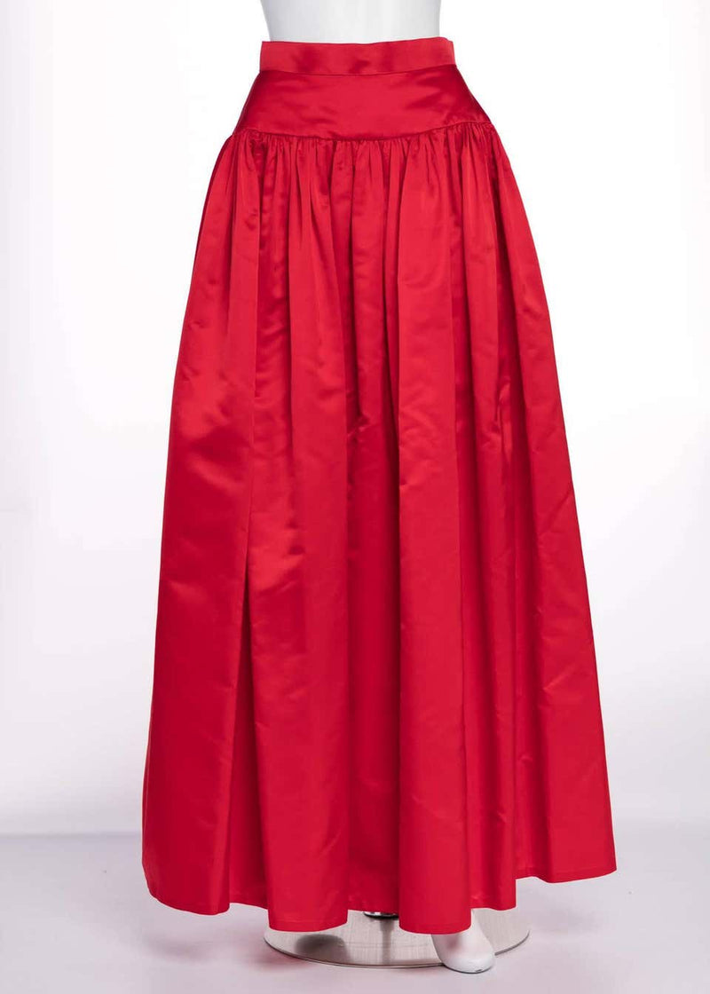 Vintage Bill Blass Crimson Red Satin Ball Gown Skirt