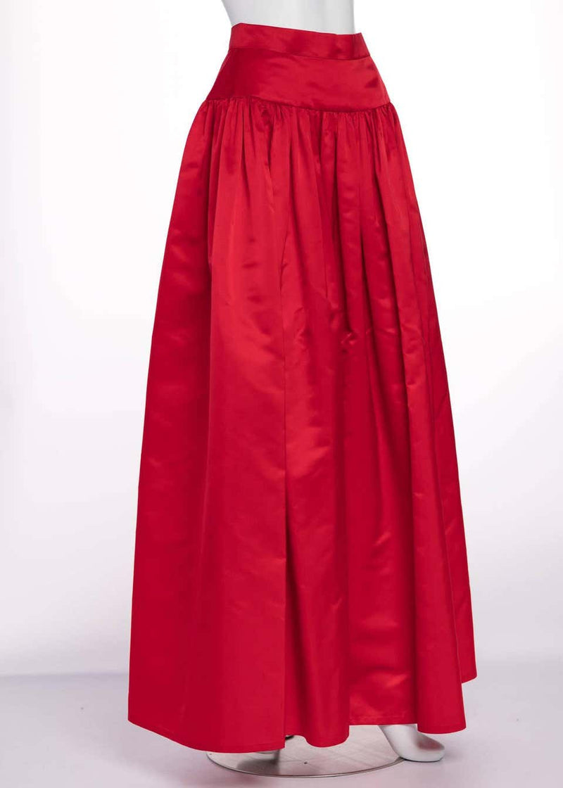 Vintage Bill Blass Crimson Red Satin Ball Gown Skirt