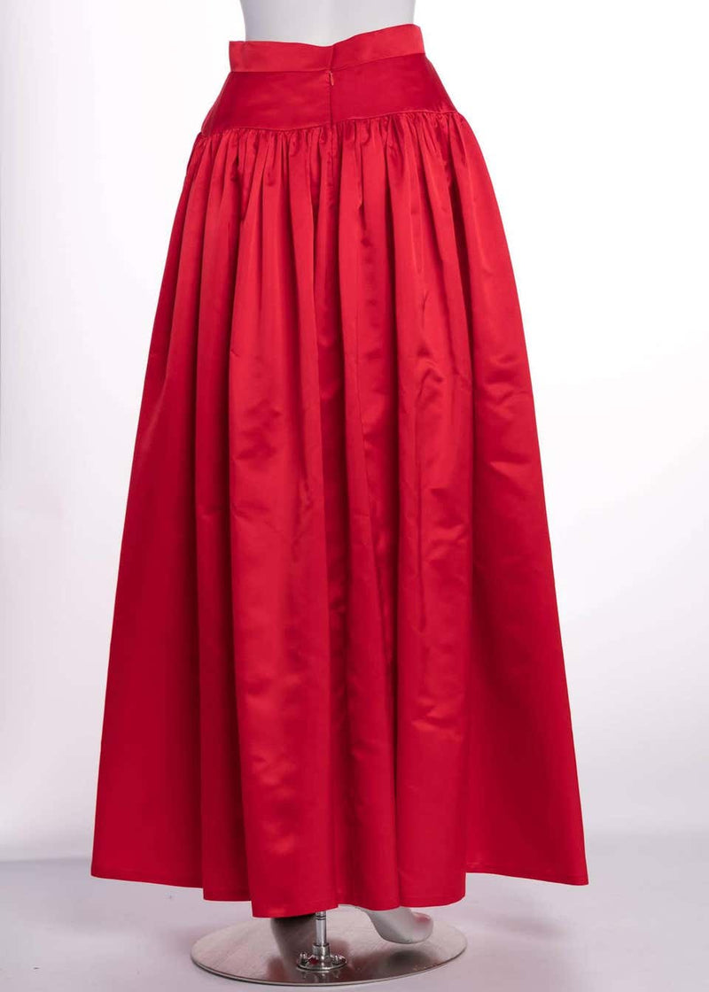 Vintage Bill Blass Crimson Red Satin Ball Gown Skirt