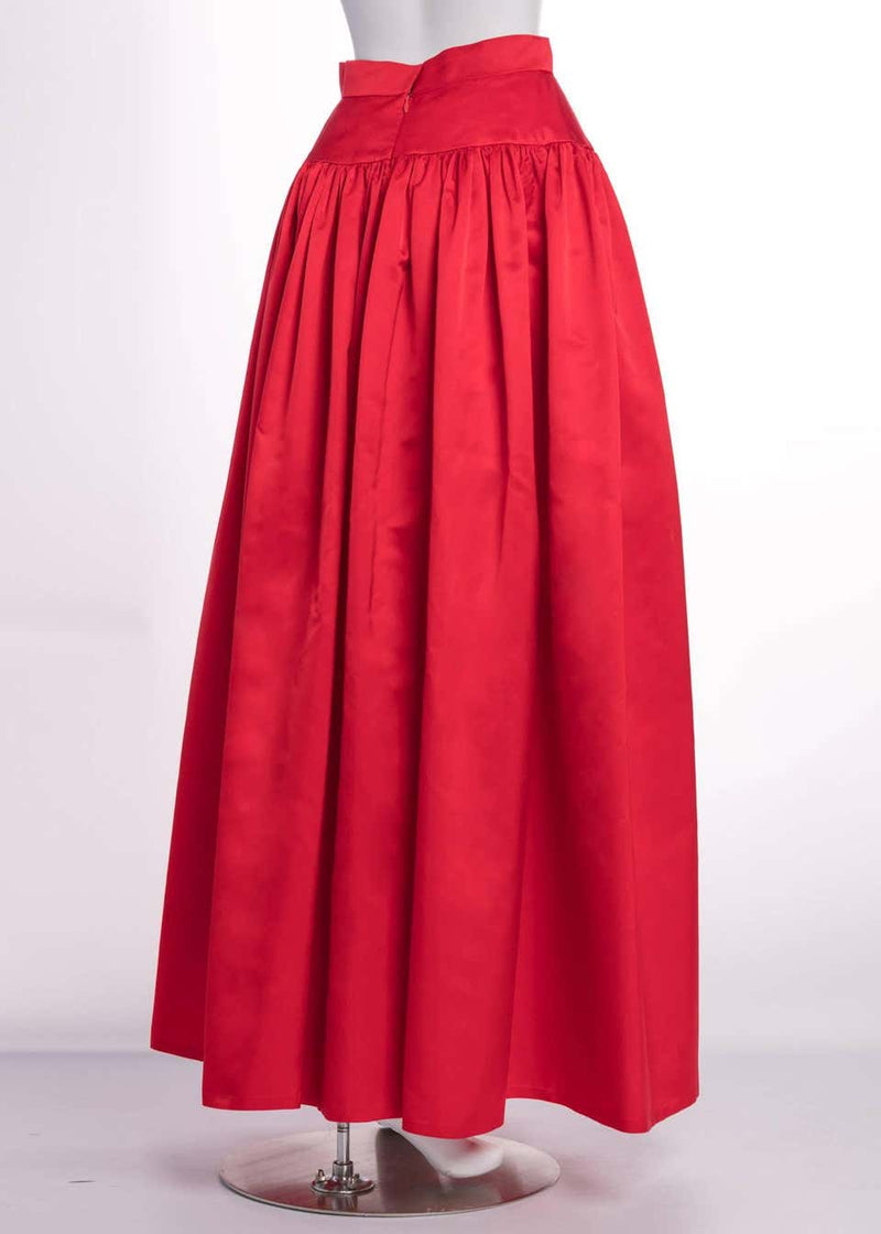 Vintage Bill Blass Crimson Red Satin Ball Gown Skirt