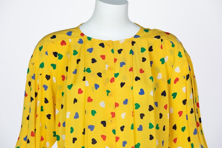 Vintage Ungaro Yellow heart print Tunic Blouse