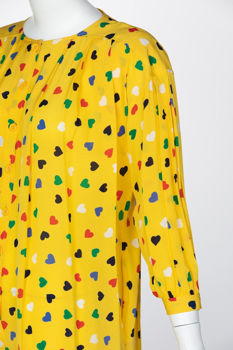 Vintage Ungaro Yellow heart print Tunic Blouse