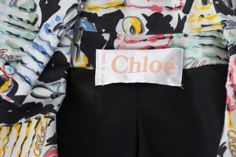 Chloé Karl Lagerfeld Brushstroke Figural Print Painted Buttons Blazer, 1996