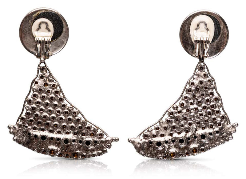 Yves Saint Laurent Crystal Sailboat Earrings Rare Collectors YSL, 1988