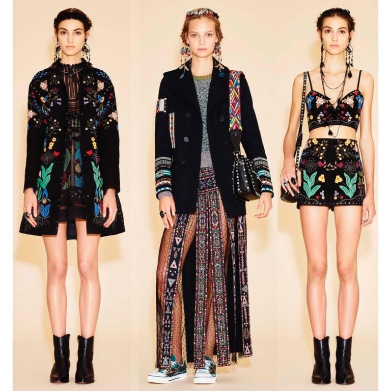 Valentino Resort Butterfly Dream Catcher Feather Shoulder Duster Earrings, 2016