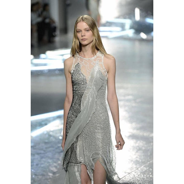 Rodarte Runway Beaded Metal Net Sea Foam Lame Swarovski Crystals Dress, 2015