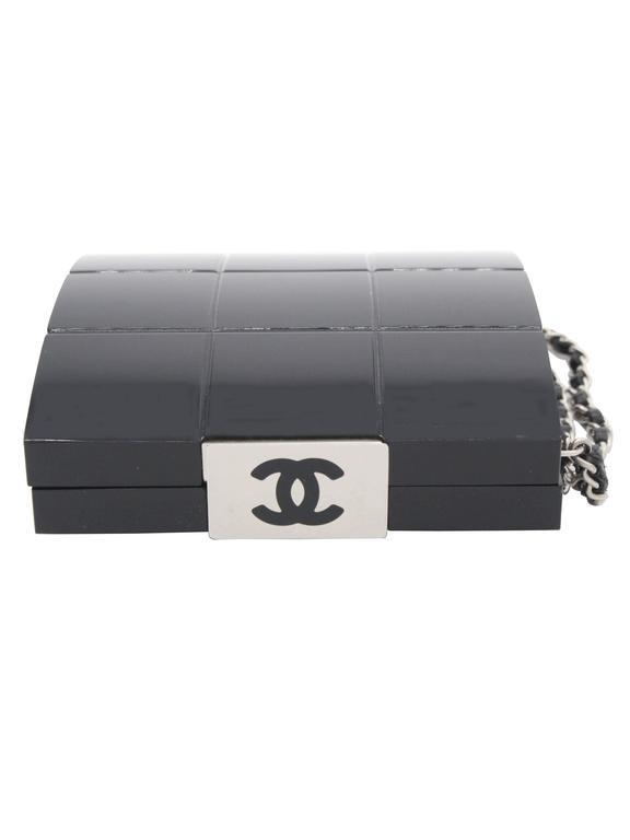 Chanel Black Lucite Minaudiere Clutch / Chain Wristlet Collectors Spring 2002