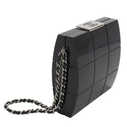 Chanel Black Lucite Minaudiere Clutch / Chain Wristlet Collectors Spring 2002