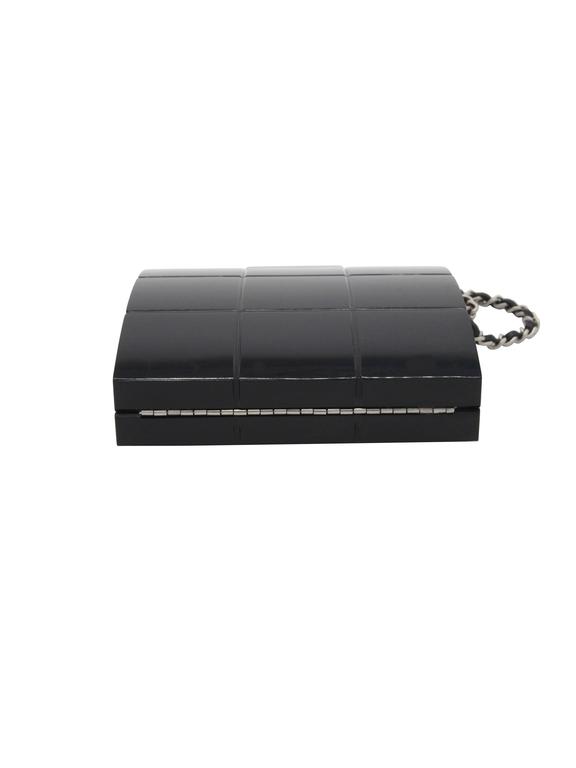 Chanel Black Perspex Lucite Minaudiere Clutch / Chain Wristlet Collectors