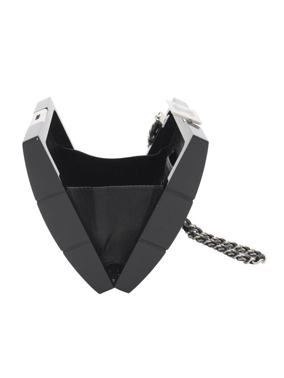 Chanel Black Lucite Minaudiere Clutch / Chain Wristlet Collectors Spring 2002