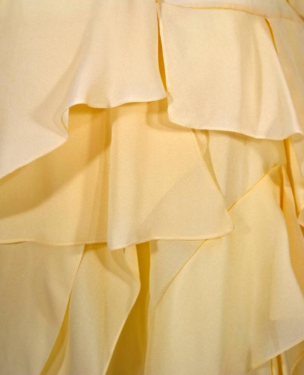 Chloé Runway Pastel Yellow Ruffled Layered Silk Chiffon Dolman Dress, Fall 2014