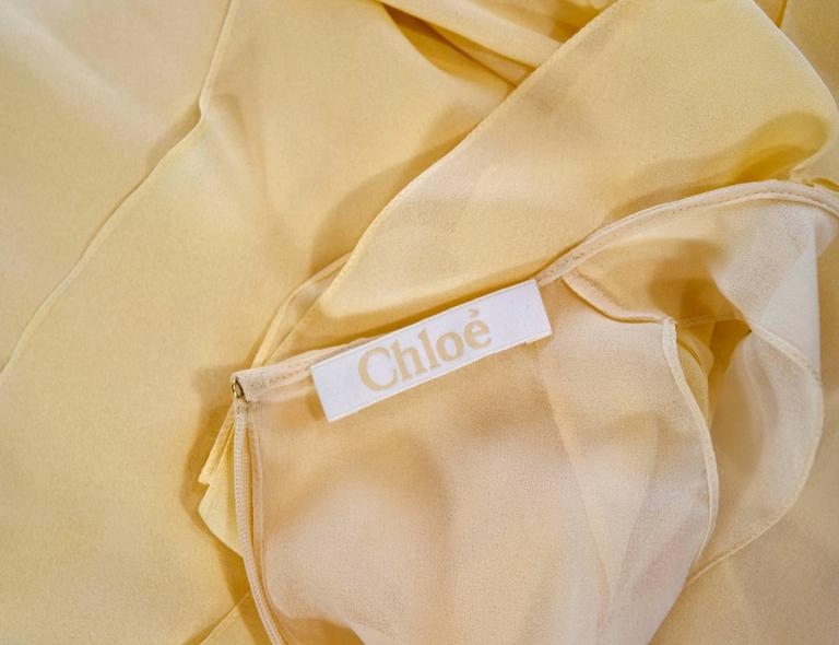 Chloé Runway Pastel Yellow Ruffled Layered Silk Chiffon Dolman Dress, Fall 2014