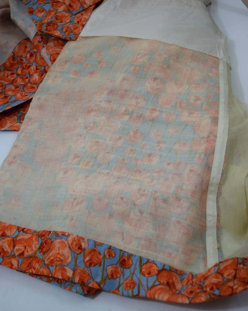 1950s Hattie Carnegie bow detail & floral print silk dress