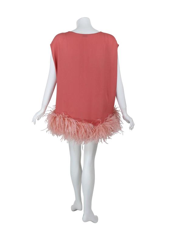 Dries Van Noten Pink Crepe Feather Trim Tunic Top Runway F/W 2013