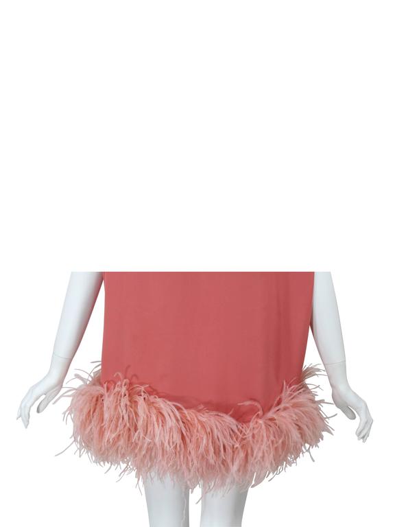 Dries Van Noten Pink Crepe Feather Trim Tunic Top Runway F/W 2013