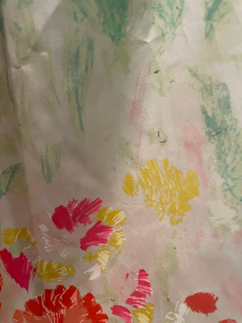 1990s Leonard Paris Multicolor Floral Silk  Maxi Dress Gown