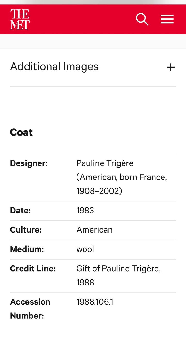 1990s Pauline Trigere creme and Navy Striped Wool Twill Coat Skirt Suit