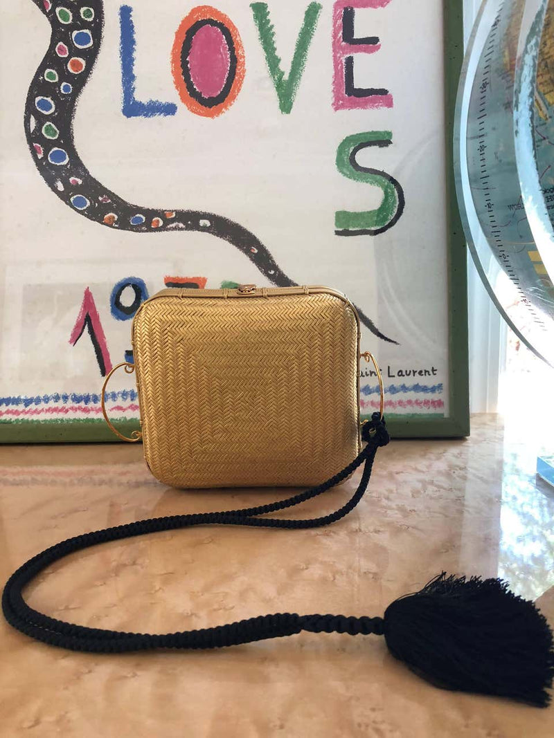 Tiffany & Co. by Elsa Peretti Gold Lacquered Bamboo Tassel Minaudière Bag, 1990s