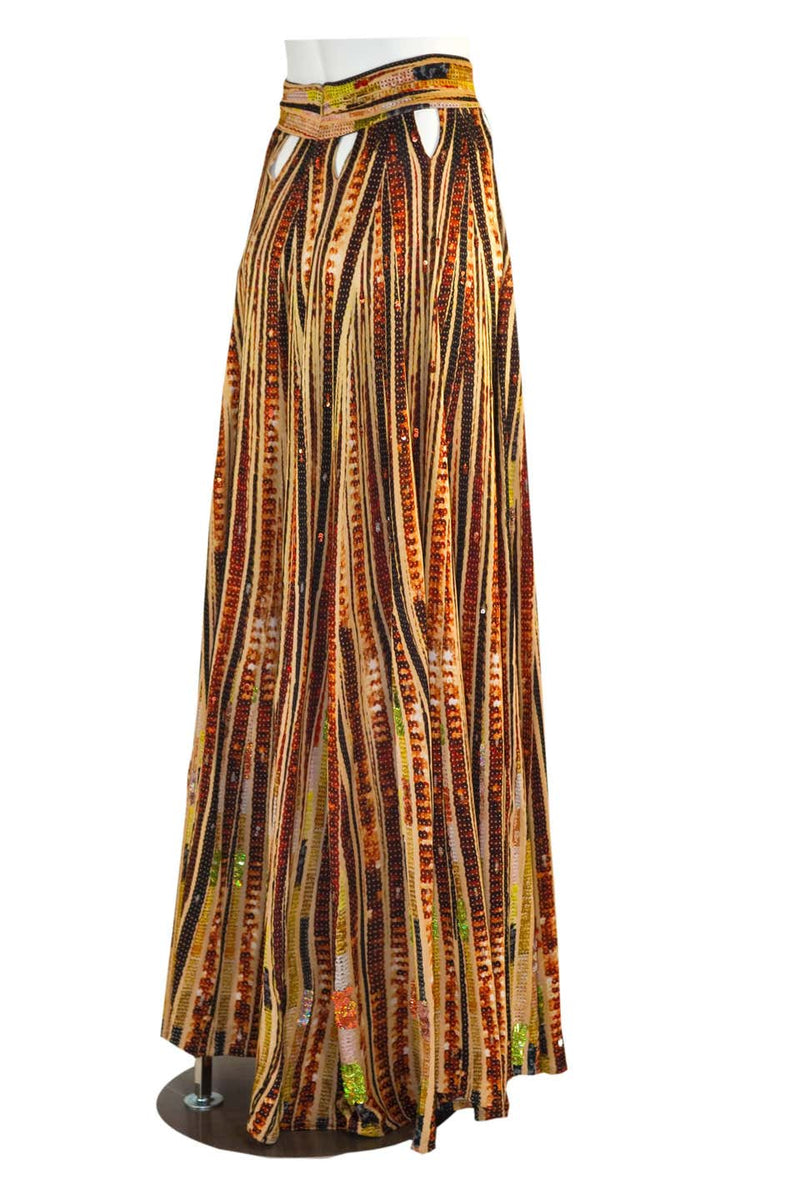 Givenchy Sequin Embellished Cutout Printed Jersey Maxi Skirt Spring 2014