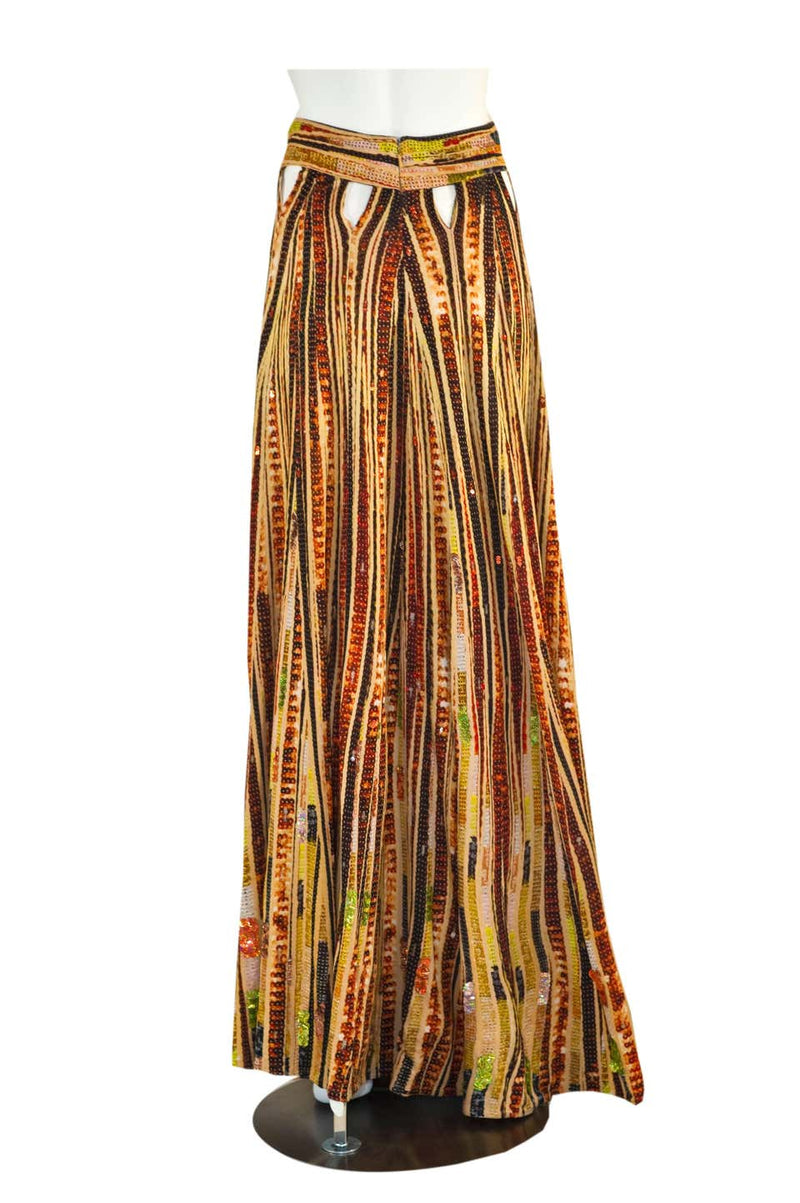 Givenchy Sequin Embellished Cutout Printed Jersey Maxi Skirt Spring 2014