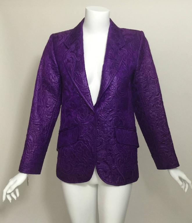 Vintage Saint Laurent Royal Purple Matelassé Jacket