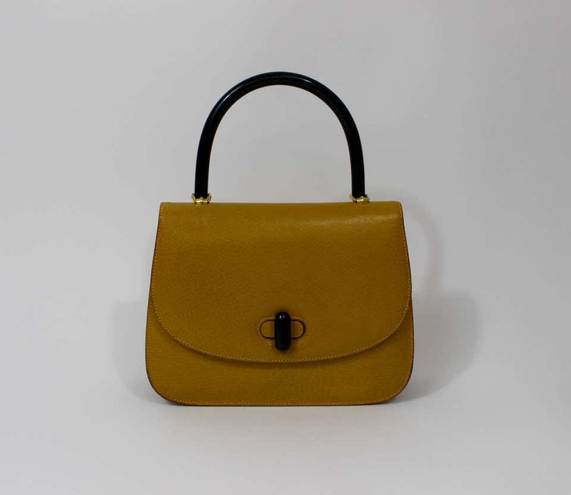 Vintage Gucci 1960s Leather & Bakelite Top Handle Bag