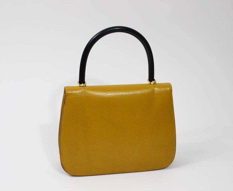 Vintage Gucci 1960s Leather & Bakelite Top Handle Bag