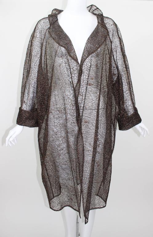 Christian Lacroix Sheer Copper Metallic Lace Jacket / Duster