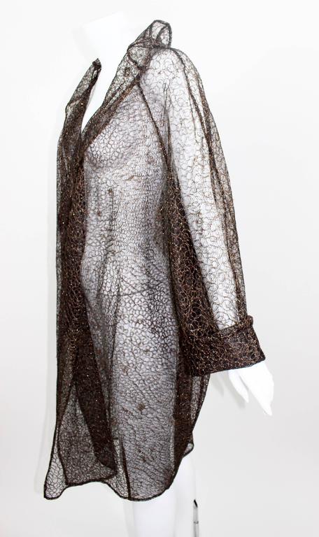 Christian Lacroix Sheer Copper Metallic Lace Jacket / Duster