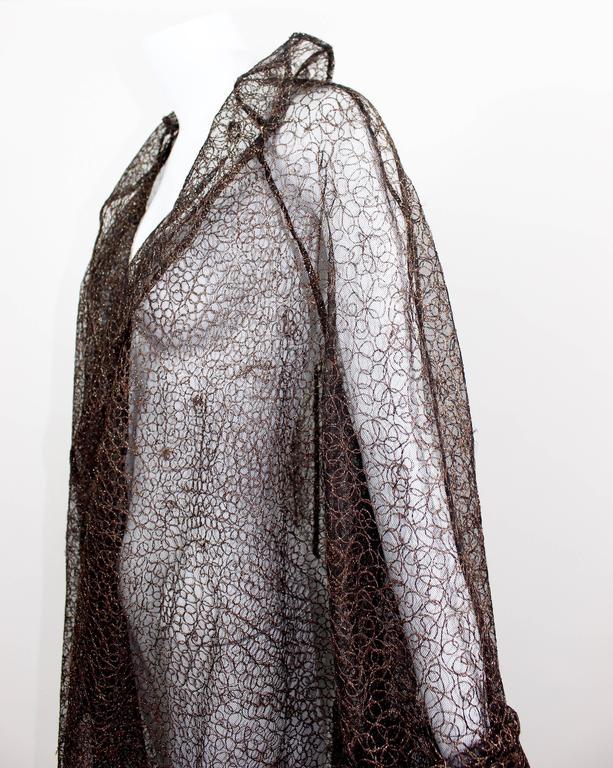Christian Lacroix Sheer Copper Metallic Lace Jacket / Duster