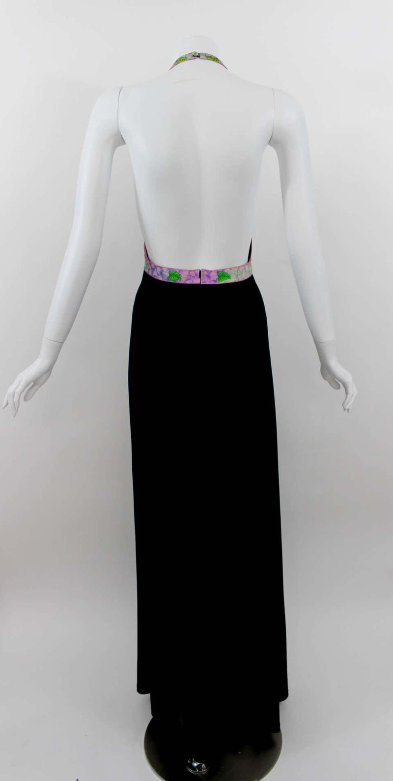 1970s Leonard Paris Caftan & Matching Halter Plunge Back Maxi Dress Vintage
